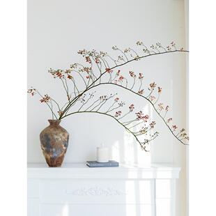 鲜切山归来侘寂风天然干花花束真花长树枝插花艺术覆古花瓶摆件