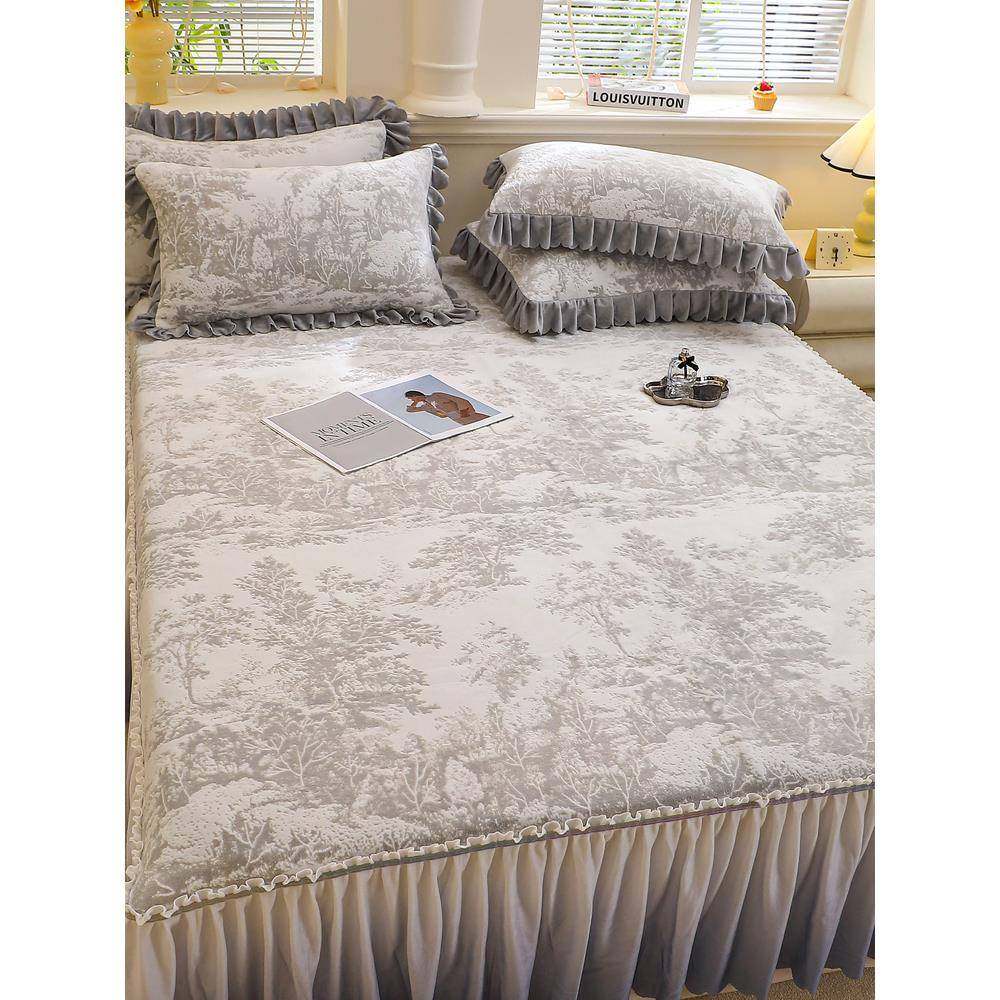 牛奶绒床裙秋冬季加绒床单2025新款单件床罩加厚床笠保护套床裙款