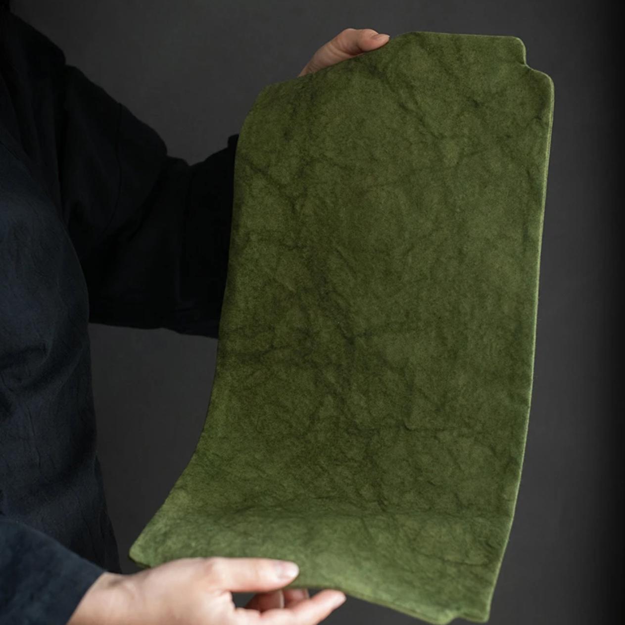 新中式扎染帆布茶席防水垫干泡席棉麻布艺茶杯垫桌旗茶具配件茶旗