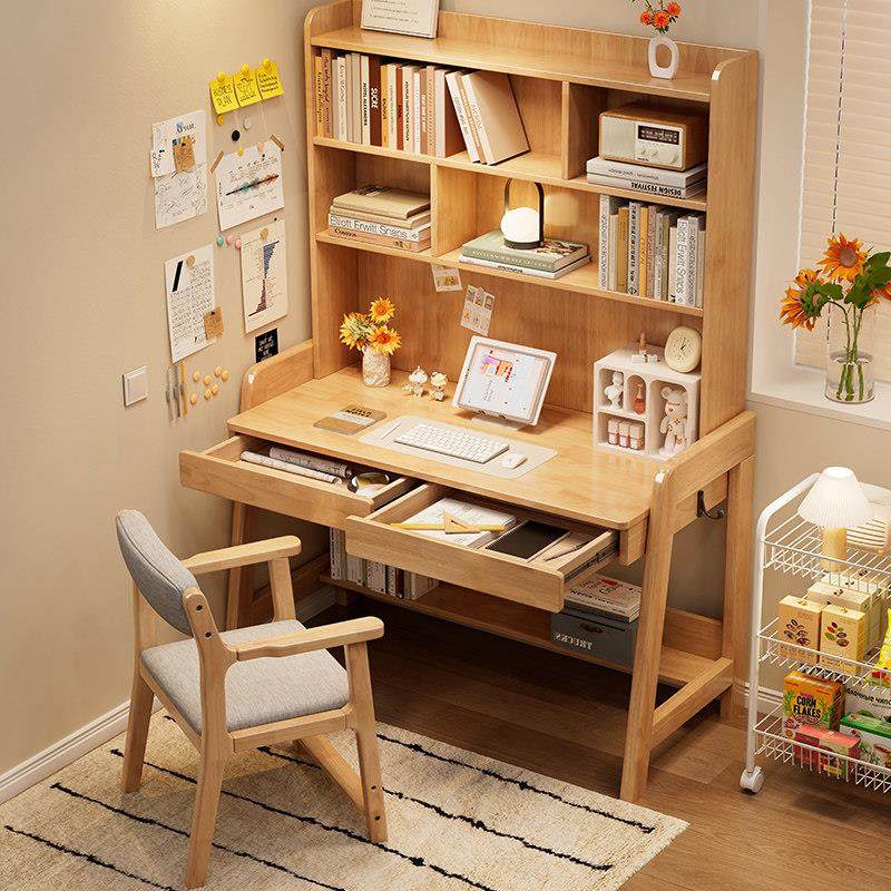 北欧实木书桌高书架书柜一体桌简约家用可升降学习桌卧室电脑桌,住宅家具,书桌,淘宝优惠券,粉丝福利购,淘宝优惠卷