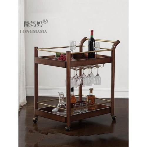 火锅店饮料实木餐车铁艺流动手推车酒店酒水商用可移茶水杯串串车