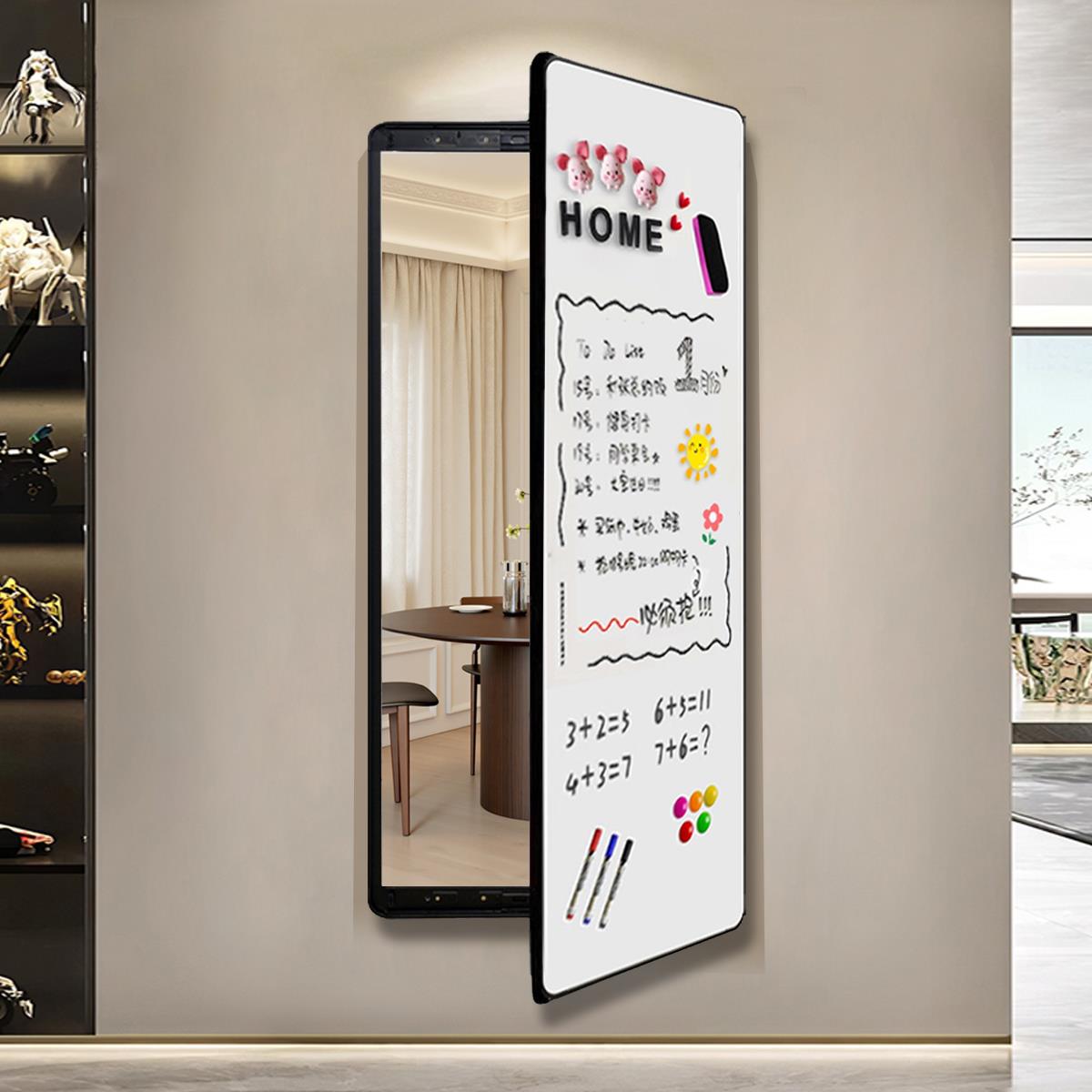 圆角写字板磁吸穿衣镜隐藏式全身镜隐形试衣镜家用壁挂可关闭镜子