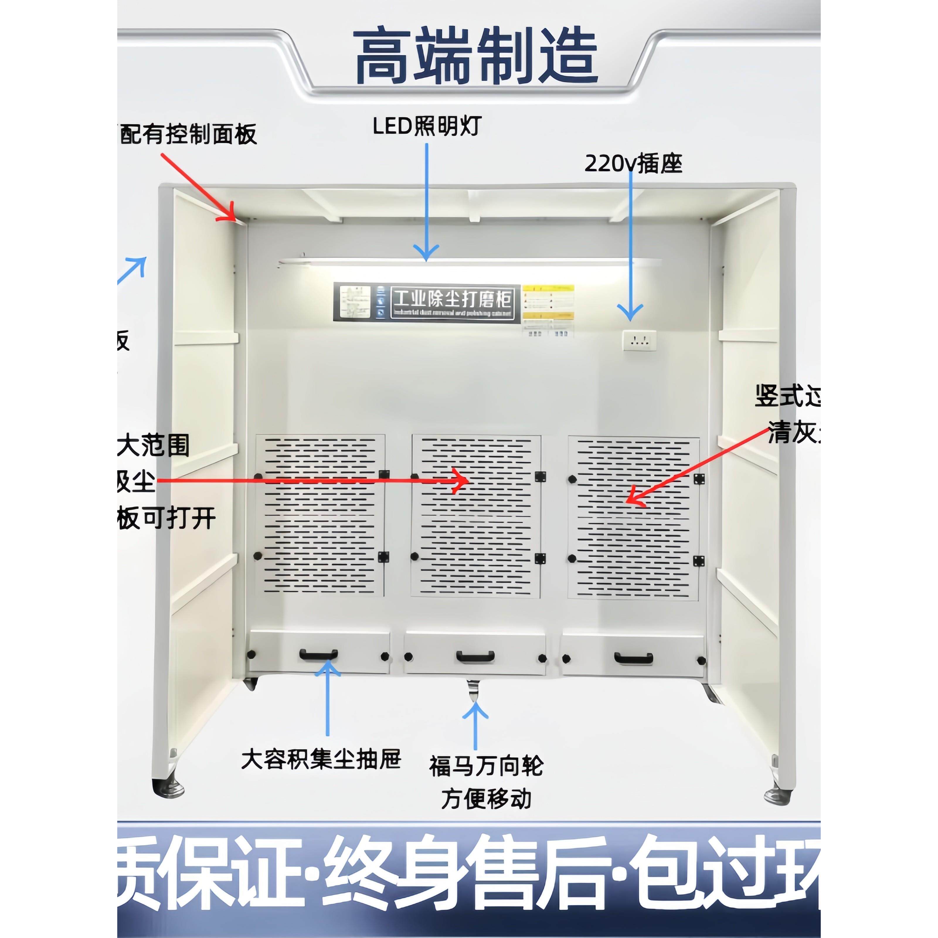 打磨除尘柜干式吸尘柜脉冲粉尘收集器木工家具打磨台移动式打磨墙
