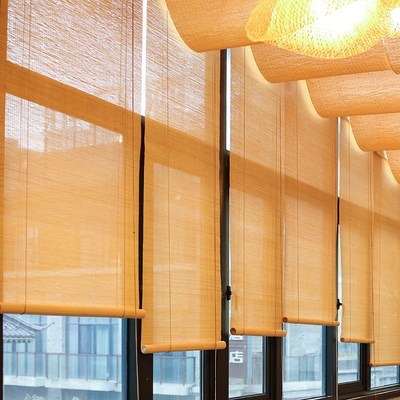定制竹帘卷帘阳台升降竹卷帘遮阳窗帘餐厅民宿办公室卷拉式竹窗帘