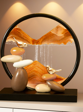 时来运转流沙画摆件轻奢高档办公室家居客L厅玄关电视柜酒柜装饰