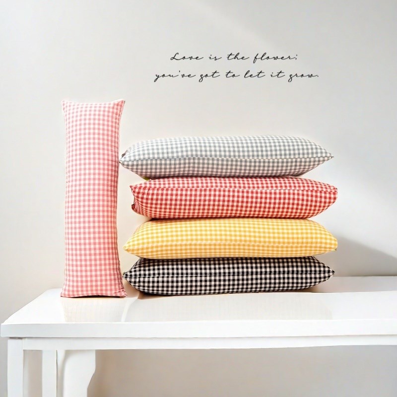 女生睡觉b专用抱枕夹腿侧睡垫腿长条靠枕床头长方形垫腰水洗棉格