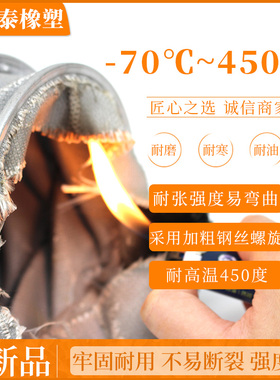 玻璃纤维布高温450度防火阻然排气排烟除尘钢丝伸缩通风管吸尘管