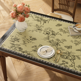 绿色餐桌垫桌布免洗防油防水2024新款 中古茶几台面桌面保护垫台布