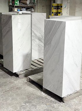 简约现代天然爵士白大理石底座玄关客厅家居装饰工艺品摆台雕塑台