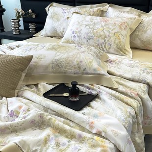 天丝夏凉被四件套双面数码 轻奢夏季 印花空调薄被水洗凉感裸睡冰丝