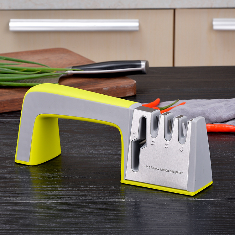 新款多功能磨刀器 四合一磨刀石厨房家用小巧剪刀菜刀磨刀器 现货