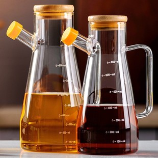 玻璃油壶瓶酱油瓶可以大号中式竹木盖玻璃油壶直身油瓶 大量现货
