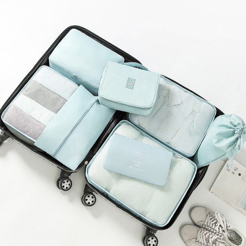 旅行收纳袋行李箱整理袋八件套衣物鞋子分类袋套装内衣内裤收纳包
