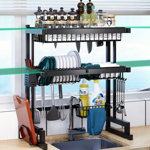 厨房单层双层水槽置物架台面多功能沥水架碗架碗碟收纳架