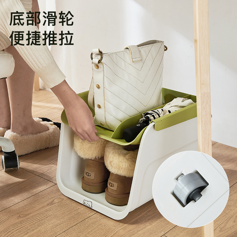 桌下鞋包收纳盒多功能包包雨伞鞋子分层置物架储物带轮欧式收纳架