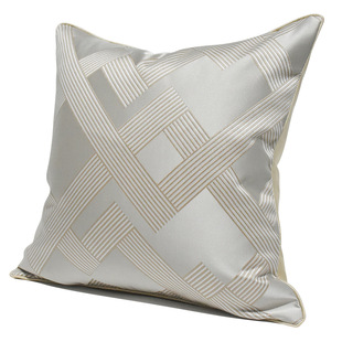 现代米色几何图案客厅沙发抱枕套样板间卧室靠背枕床头靠垫套家居