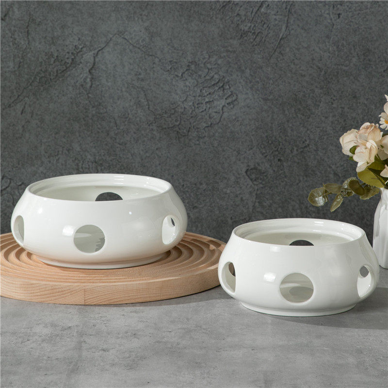 陶瓷酒精干锅炉座蜡烛加热保温暖炉煲配件纯白圆形香薰通用瓷底座