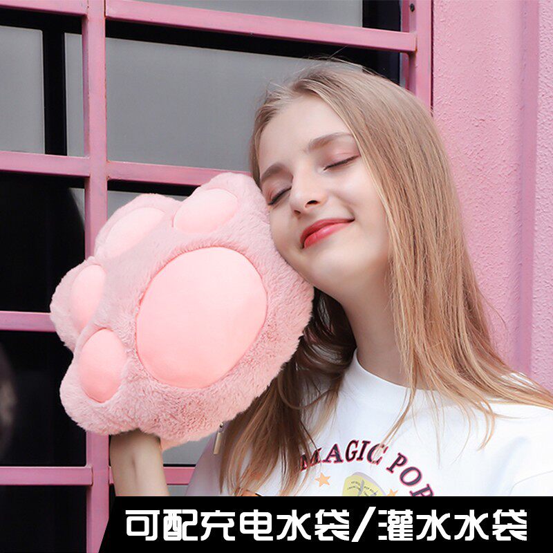 可生猫爪热水袋电智加防暖暖手袋爱卡通女充能防爆绒寒保手宝注水