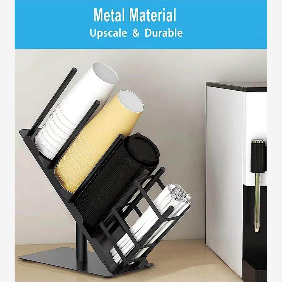 奶茶咖啡店纸杯架吧台吸管盒一次性取杯架分杯器收纳架子可调节