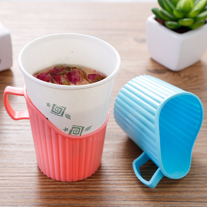 一次性杯子杯套杯座加厚塑料杯托防烫手隔热纸杯托杯架带