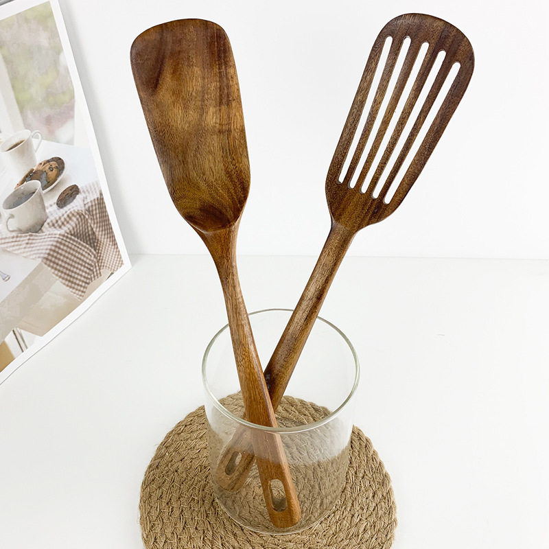 相思木锅铲加长柄木漏铲柚木餐具不粘锅菜铲木铲子套装