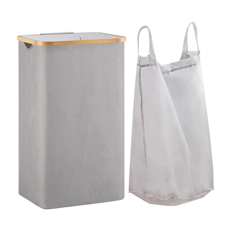 源头工厂竹制布艺大容量脏衣篮简约家居带盖脏衣篓可折叠收纳篮