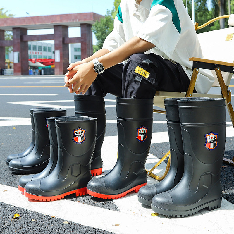 钢头防砸雨鞋男高筒中筒工业水鞋劳保矿工鞋钢板防滑保暖雨靴胶鞋