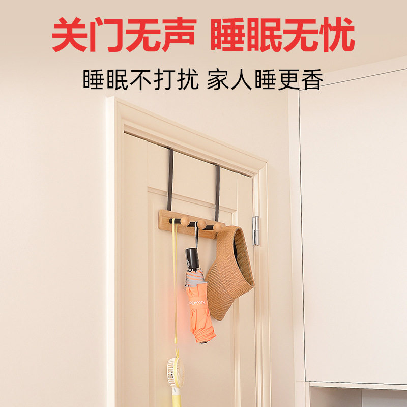 门后挂钩免打孔木艺简约田园风门背式挂衣架强力承重衣服挂架