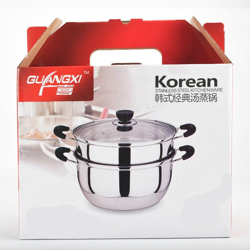 食品级不锈钢双层蒸锅韩式复底蒸饭加厚无涂层家用双耳蒸笼