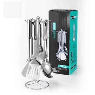 不锈钢厨具7件套套装厨具饭勺汤勺漏勺锅铲煎铲家用炒勺收纳