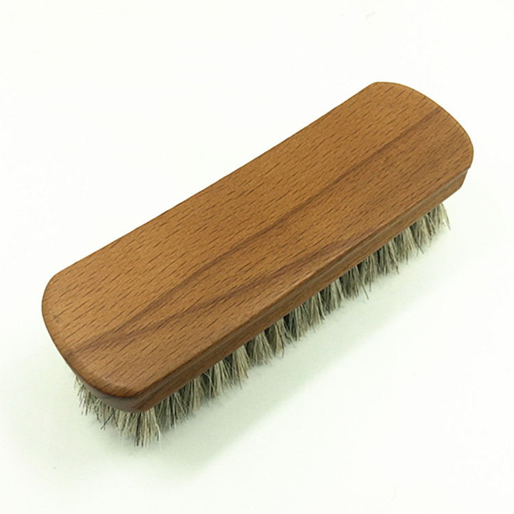 全榉木抛光擦皮上刷磨翻皮革打理软刷马毛鞋刷子鞋油鞋砂毛毛本色