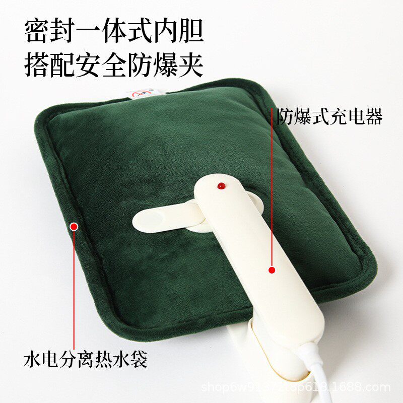 国标加绒充电式防爆热水袋内胆暖手宝毛绒热敷肚子女生用电暖宝