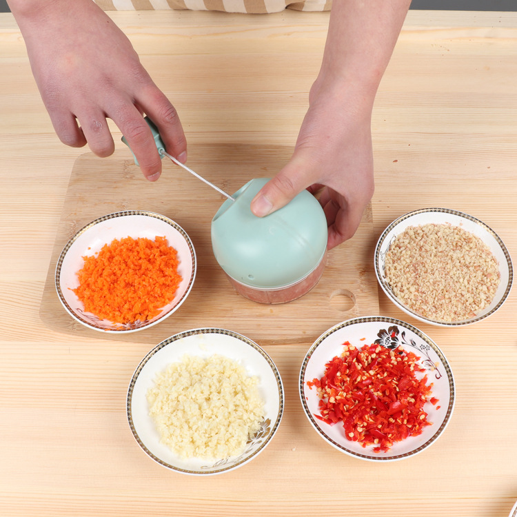 蒜泥器捣蒜器手动蒜泥蒜蓉蒜末粉碎小型搅打切压拉绳款迷你切菜器