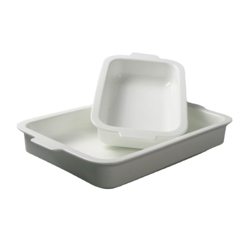 陶瓷长方形 烘焙耐高温烤箱微波 披萨 蛋奶酥芝士盘双耳焗饭烤盘