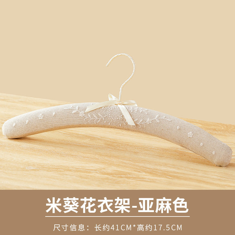 包布衣架绣花衣架 女装拍摄道具 精美亚麻刺绣衣架 出口