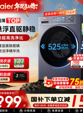 [政府补贴]海尔13公斤大容量滚筒洗衣机12kg全自动家用58E旗舰店