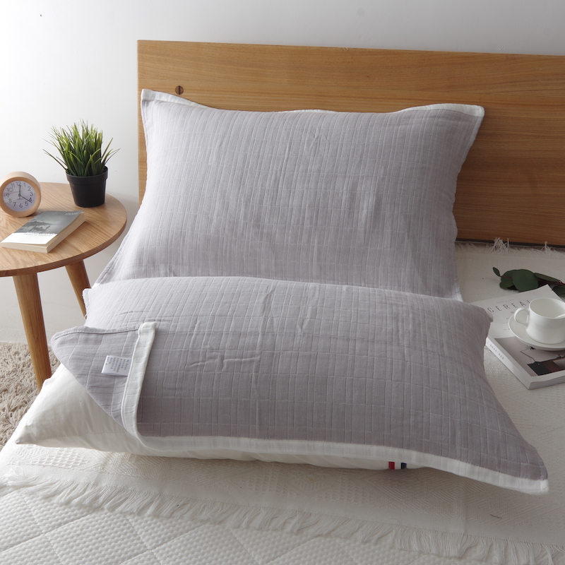 纯棉枕巾一对装日式简约素色全棉纯色全棉纱布Q透气成人情侣枕头