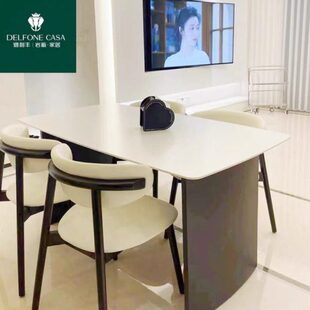 利吃饭桌子不锈钢家用饭桌岩板餐桌丰德岩板别墅轻奢意现代简约式