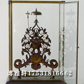 钟表透视骨架纯铜座钟家居客厅壁炉条案摆钟老式 发条玻璃罩古钟