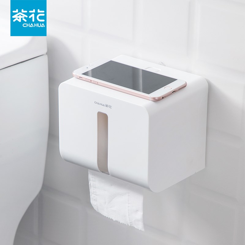 茶花纸巾盒卷纸j抽纸架卫生间厨房用收纳盒壁挂式家用卷纸筒高级