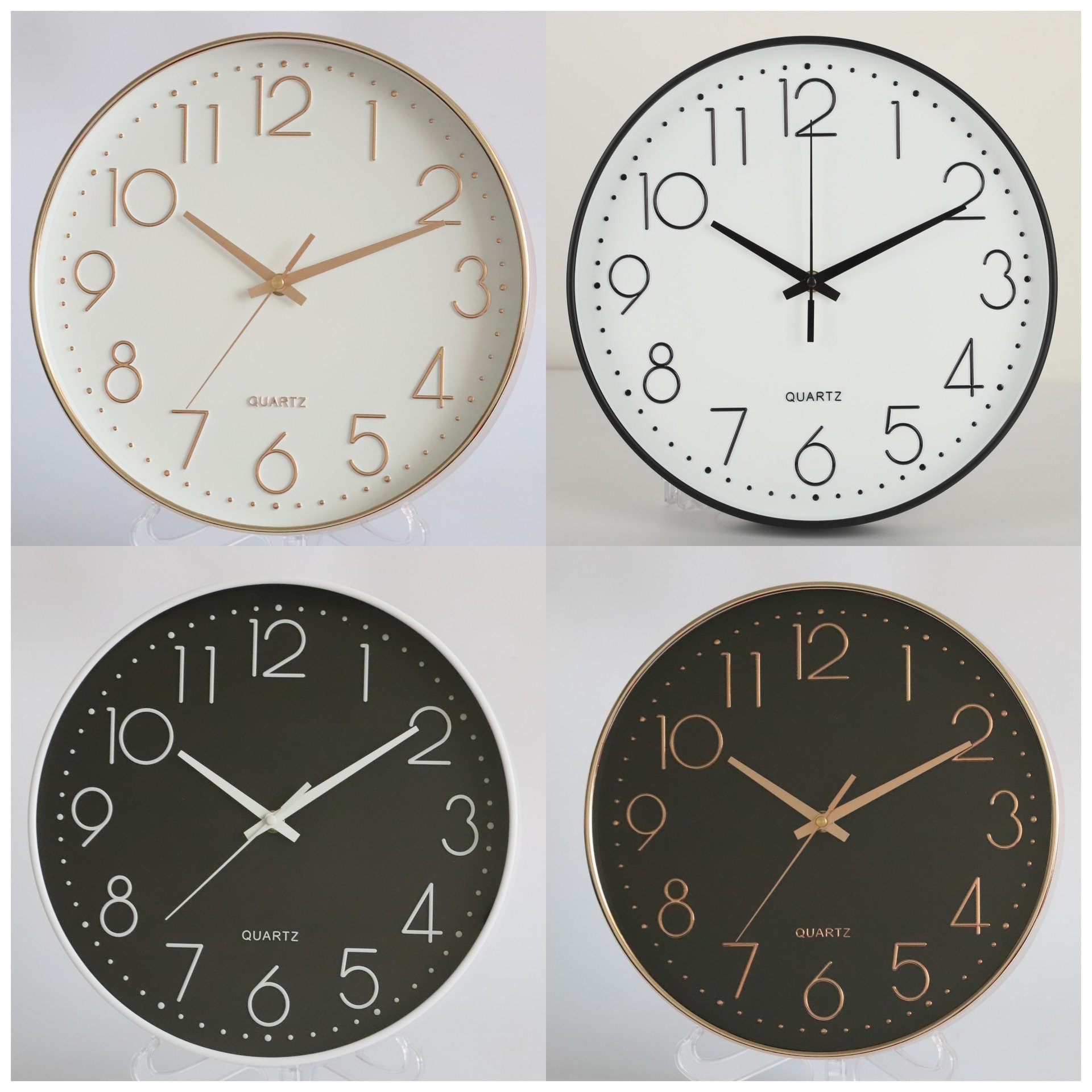 12英寸30CM静音挂钟时尚家用客厅立体数字简约钟表 wall clock