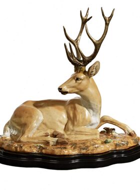 彩动物家居装饰品绘10高级别墅客厅摆件放摆桌面精致欧式梅花鹿86