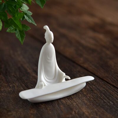 朴水仙堂 朴小仙抚琴 羊脂玉瓷 无相小生 茶道香道家居摆件古琴