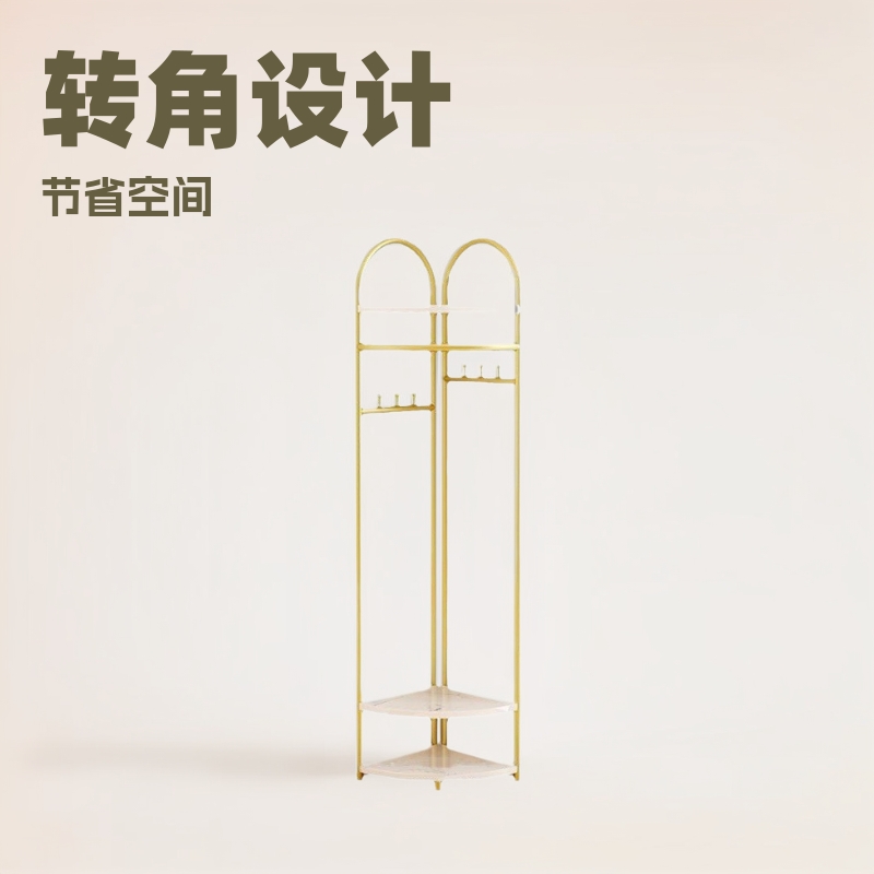 转角落地式空间挂衣架家用贴墙衣帽收纳架简易室内衣柜晾衣架