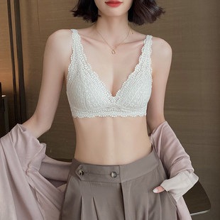 蕾丝内衣女小胸聚拢无钢圈薄款性感法式三角杯文胸罩2023新款爆款