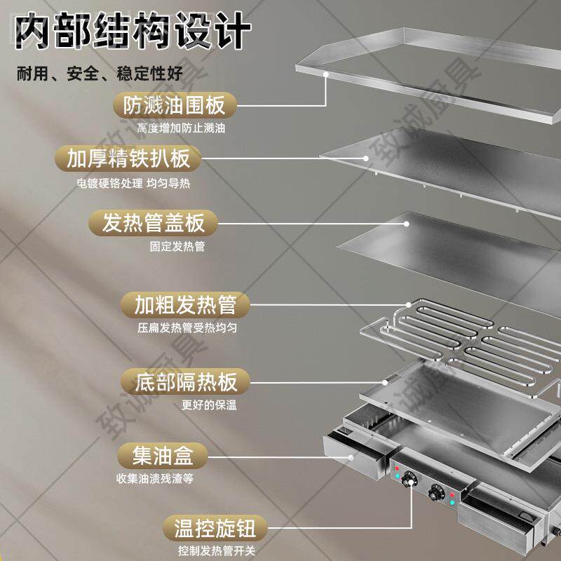 电扒炉用饼大YII型铁烧电热款铁板鱿鱼手抓烤板冷面摆摊机器商设