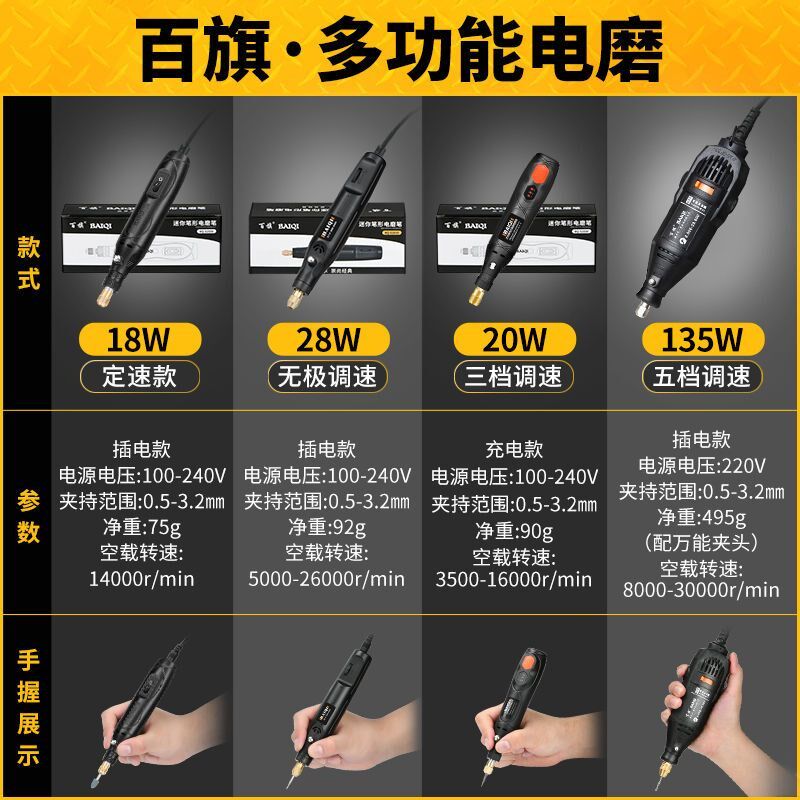 德国进口电磨机小型手持打磨机电动玉石抛光雕刻笔工具木雕家用迷