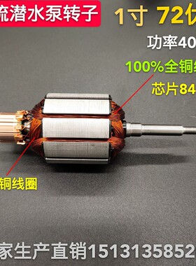 潜水泵转子直流配件12V24V48V60V72伏两用通用一二寸铜线电机线圈