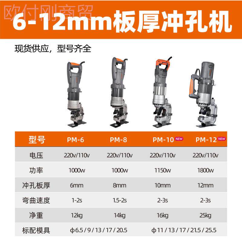 马达京小电动液压冲孔机型12不厚锈钢手提式打角铁槽钢PM12航空开