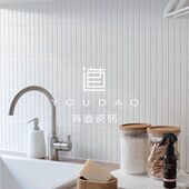 浴室背景餐厅长条砖黑白卫生间墙马赛克瓷砖咖啡厅弧形地砖厨房墙